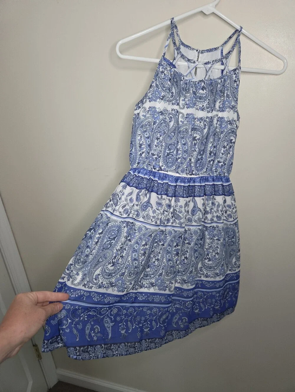 Girls The Children's Place Blue Print Dress Sz 10/12